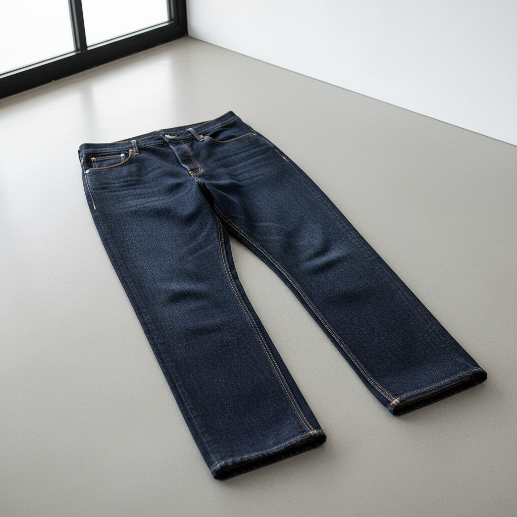 Draped Raw Denim Jeans